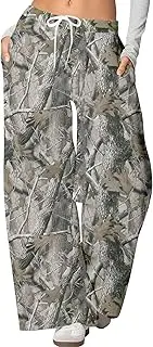[YKR] Women's Camo Pants Y2K Camouflage Wide Leg Sweatpants Elastic Waist Drawstring Baggy Joggers with Pockets