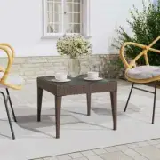 vidaXL Side Table Brown 50x50x38 cm Poly Rattan and Tempered Glass