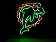 20"x16" Miami Dolphins Logo Neon Sign Lamp Light Visual Man Cave Beer Bar Pub LY