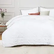 EnvioHome Bedding Crinckled Comforters & Sets Warm & Cooling Comforter Bedding Sets 2 Pieces Single Comforter - White, Single