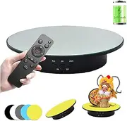 QINMAY 360 Degree Rotating Display Stand,360 Degree Photography Turntable with Remote Control,5 PVC Backgrounds,Battery/USB Power Supply for Photography Product Shows