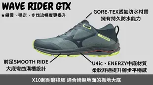 美津濃 MIZUNO WAVE RIDER GTX GORE TEX 女慢跑鞋 J1GD217947 野跑 防水