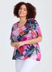 [TS] Taking Shape Reversible Travel Top Size 16 in HOT Pink / Spot Print - Plus Size Women's Tops & T Shirts Hot Pink / Spot Print