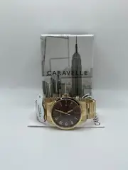 Caravelle By Bulova 44B126 Mens Gold Stainless Steel Round Quartz Wristwatch