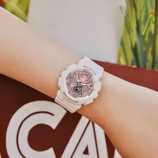 【CASIO 卡西歐】BABY-G 街頭時尚雙顯錶-白X粉(BA-130-7A1)