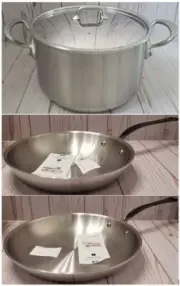New Mauviel 1830 M'URBAN 3 Brushed Stainless Steel Cookware Set Stew & Fry Pans