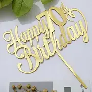 Sodasos Happy 70th birthday Cake Topper Acrylic Double Sided Gold 70th birthday party cake decorations hello 70th years old, happy 70th years old Anniversary Party Cake Decorations (70)