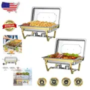 Elegant 8-Quart Chafing Dish Set with Lids - Durable Buffet Warmers for Catering