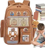 [Generic] Travel Bookbag - Funny Backpack, Cute Animal Schoolbag | Multi Compartment Bag With Cards Badges Bag Charm, Waterproof Large Capacity Backpack, School Supplies Bag For Books Stationery