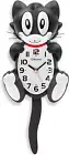 18 Inch 3D Large Cat Wall Clock Battery Operated Silent Non Ticking with Moving