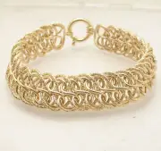 Technibond Diamond Cut Figure 8 Papillion Bracelet 14K Yellow Gold Plated Silver