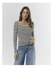 [Vero Moda] Carla Long Sleeve Top in Black/Snow White St