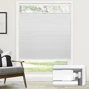 [LazBlinds] No Tools No Drill Cordless Cellular Shades, Top Down Bottom Up (TDBU) Cellular Pleated Window Shades, Blackout Light Blocking Honeycomb Shades for Window Size 24" W x 48" H, White