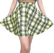 [Sister Amy] Women's Pleated Elastic Waist Band Flared Printed Midi Skater