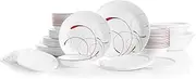 [CORELLE] Vitrelle 78-Piece Service for 12 Dinnerware Set, Triple Layer Glass and Chip Resistant, Lightweight Round Plates and Bowls Set, Splendor