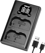 DSTE EN-EL3E Battery USB Dual Quick Charger with LCD Display Compatible for Fujifilm NP-150,Olympus PS-BLM1 PS-BLM5,Minolta NP-400,Samsung SLB-1674,Pentax D-LI50