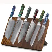 7x TURWHO Kitchen Knife Santoku Japan VG10 Damascus Steel Bread Knife Block Set