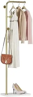 Versatile Metal Coat Rack - Sleek Design with Natural Marble Base, Entryway Coats Hanger Stand with 3 Hooks, Maximize Space in Bedroom, Living Room, Office & Dining, High 170cm/67”