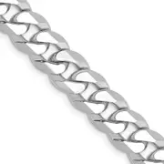 Solid 14K White Gold 22 inch 8mm Flat Beveled Curb with Lobster Clasp Chain Necklace