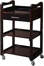 Solid Wood Beauty Salon Storage Trolley Cart for Extra Storage Wooden Hair Cabinet with Drawers Multipurpose Beauty Cart Hairdressing Tools Organizer Equipment(Brown)