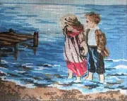 Printed Needlepoint Tapestry Canvas "Children" A36