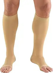 Truform 20-30 mmHg Compression Stocking for Men and Women, Knee High Length, Open Toe, Beige, Medium
