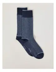 [Blaq] Grid Texture Socks in Navy