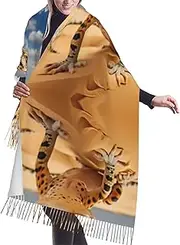 [DRTGEDS] Sand Leopard Gecko Scarfs For Women Fall Winter Scarves Pashmina Shawls And Wraps For All Season Christmas Gift