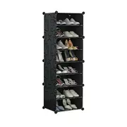Black DIY Cube Shoe Cabinet Rack Storage Stackable Organiser 1 Column 8 Row