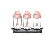 Kitchen Condiment Oil Honey Sugar Glass Bottle Pink Set