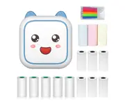 Mini Thermal Printer Multifunction Portable Sticker Maker Instant Photo Inkless Printing Support BT Connection for Smartphone with 9 Paper Rolls 57mm + 5 S