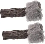 [WESIEVYA] Wool Sleeves Warm Wrist Winter Detachable Winter Arm Warmers Blouse Wrist Warmers Arm Warmers Women Wrist for Coat Black Gloves with Fur Acrylic Dark Grey