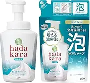 Hadakara Body Soap, Foam, Creamy Soap Scent, 19.7 fl oz (550 ml) + Refill, 15.3 fl oz (440 ml), Increased Foam Body Soap, Crimy Soap +