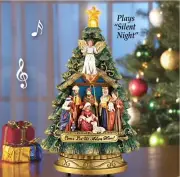 Christmas Nativity Musical Tabletop Centerpiece Silent Night Wreath Tree