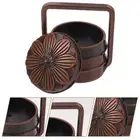Dollhouse Miniature Bamboo Basket Wooden Furniture Retro Rice Decorate