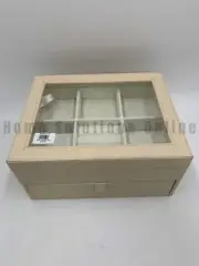 Pottery Barn Teen Elliot Faux Leather Jewelry Box Ivory Sand 10" L #4531