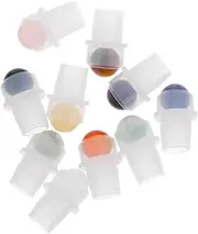 CALLARON 10pcs Frosted Roller Bottles with Jade Stone Balls Essential Oil Applicator Tops for Precise Oil Dispensing Office Spa Easy to Install and Reusable