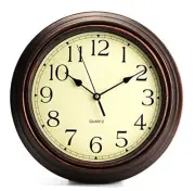 12-Inch Round Classic Clock Retro Non Ticking Quartz Decorative Wall Clock