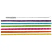 24pc Avanti Reusable Straight Drinking Straws Drinkware w/Cleaning Brush Rainbow