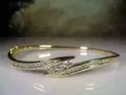 4Ct Round Lab Created Diamond Vintage Bangle Bracelet 14K Yellow Gold Finish