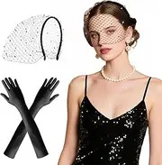 [Habitable tree] Fascinator Hats 20s 50s Derby Hat Pillbox forWomen Tea Party Cocktail Hat with Feathermesh Veil for Wedding Church