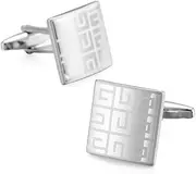 [Fadbudss] 2 PCS Classic Cufflinks for Men, Silver Metal Cuff Link for Suit Shirt Retro Geometric Shape, Rectangle Sleeves Buttons Cufflinks Set for Men's Business Jewelry Wedding Present Graduation Gift, One