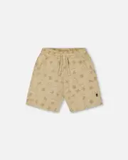 Deux par Deux Little Boy's Printed French Terry Short Beige With Palm Trees at Nordstrom, Size 6