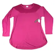 Nina Capri Shirt Women's 2XL Magenta Long Sleeve Side Slits Lace Neck Top NWT