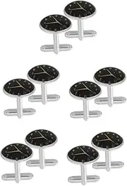 [DEARMAMY] 5 Pairs Clock Cufflinks Jacket Belt Foldable Makeup Mirror Nail Art Palette Monitor Stand Ring Palette Ball Lamp Holder Marine Switch Decanter Dispenser Pulley Alloy Black