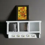 Dollhouse Miniature 1:12 Scale Wall Cup Shelf W/ Hook Hanger White Furniture