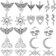 SUNNYCLUE 1 Box 48Pcs Tarot Charms Tarot Card Charm Tarot Charm Bulk Snake Sun Moon Charm Tarot Cards Charms Magic Energy Lucky Amulet Charm for jewellery Making Charms DIY Earrings Bracelet Necklace