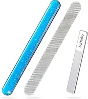Diamond Nail File with Crystal Nail Shiner Set, Stainless Steel Nail File with Nano Glass Buffer, Metal Sapphire File with Nail Polisher, Professional Manicure Pedicure Kit for Salon Home and Travel