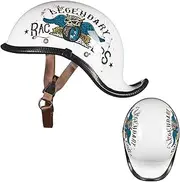 Retro Motorcycle Half Helmet Dovetail Design Open Half Helmet Scoop Helmet Skull Cap Helmet Patterned DOT Certification Crash Helmets for Men and Women Mopeds Scooters