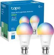 Tp-Link Smart Wi-Fi Light Bulb, 2-Pack, Multicolour, B22, 60W Equivalent, Sched